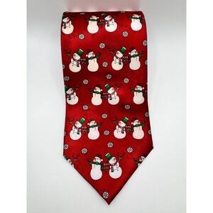Hallmark SPECIALTIES Christmas Snowman Novelty Tie Holiday‎ Necktie Red Festive